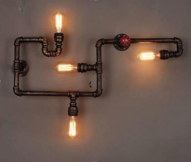 Светильники в лофт стиле, изготовленные из водопроводных труб