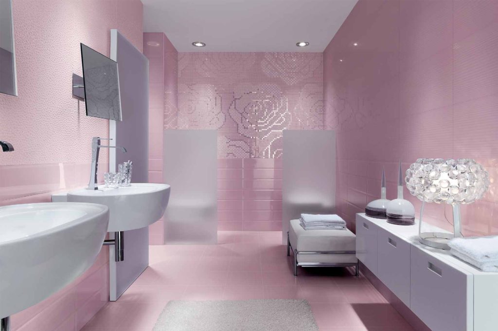 Розовая плитка для ванной: особенности оформления, выбор, красивые примеры